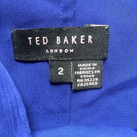 Ted Baker Silk Dress, Sleeveless, Blue Size 2 - Picture 3 of 11